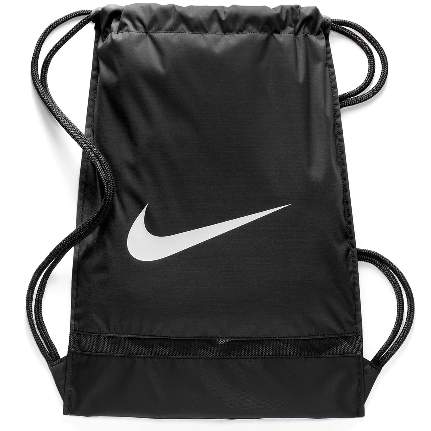 Nike bags for men -Nike Synthetic 48 cms Black/Black/White Drawstring Gym Bag (BA5338-010)